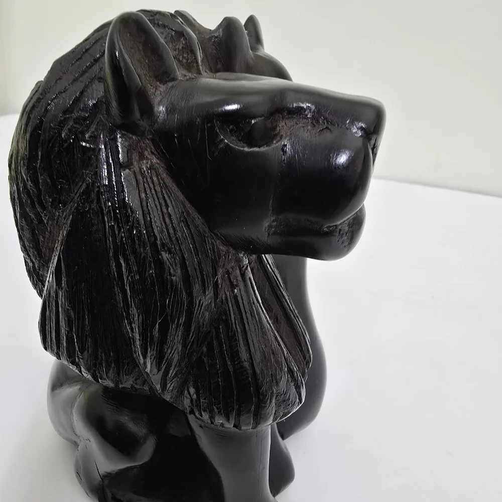 vintage hand carved Ebony Wood African Lion Lioness 5.5